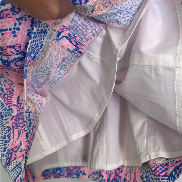 Lilly Pulitzer - Shelli Coastal Blue Maybe Gator Pink Tie Back Mini Dress Size 2 - Picture 7 of 12